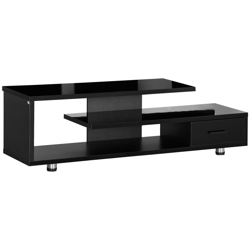 HOMCOM TV Stand for TVs up to 45" TV Cabinet W/ Storage Drawer High Gloss Black