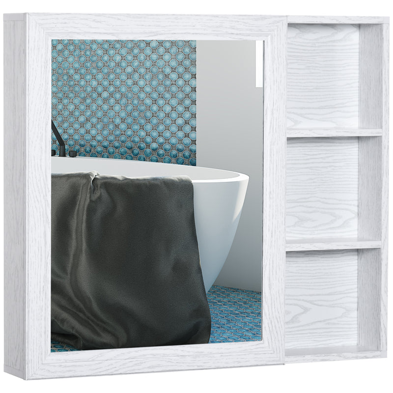 kleankin Bathroom Cabinet Wall Mounted Storage Organiser w/ Mirrored Door White