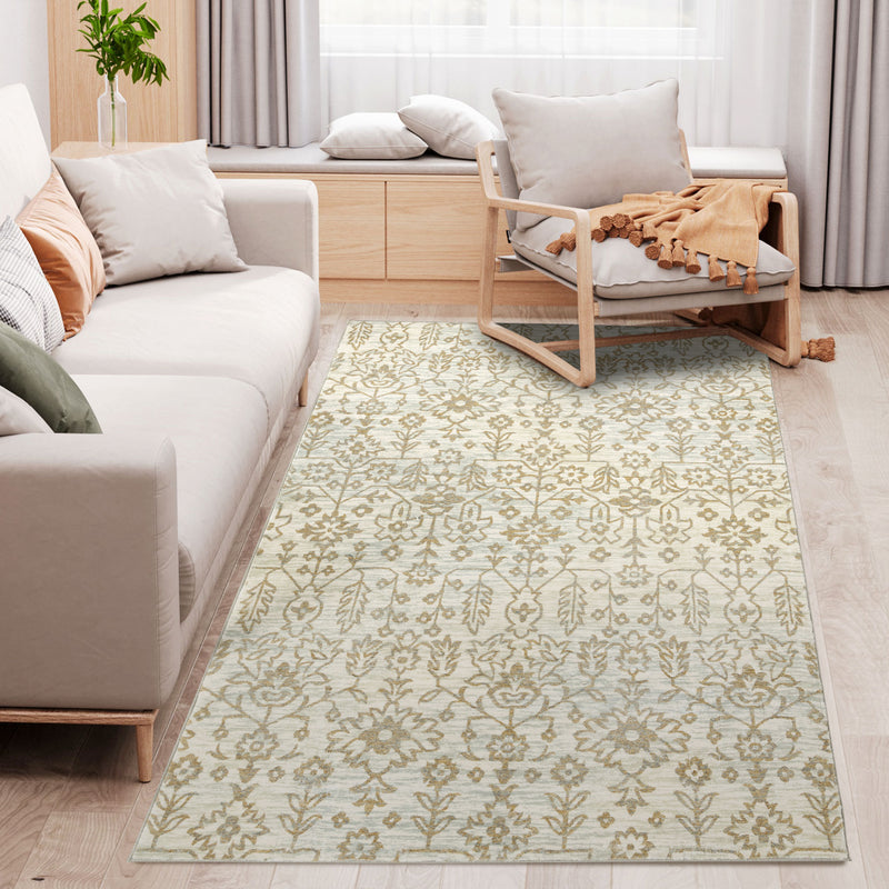 HOMCOM Green Rug Floral Pattern Carpet for Living Room, Bedroom, 230 x 160cm