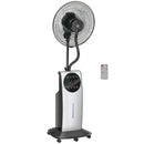 HOMCOM Pedestal Fan With Water Mist Spray Standing Fan W/ 3.1L Water Tank Black