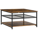 HOMCOM Industrial Coffee Table, Cocktail Table W/ Storage Shelves, Rustic Brown