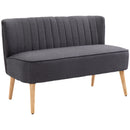HOMCOM Linen-Feel Double Sofa w/ Wood Frame Padding Back, Dark Grey