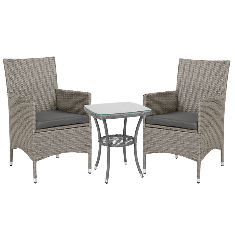 Outsunny  Rattan Bistro set 3pc - Grey