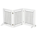 PawHut Foldable Wooden Pet Gate w/ 3 Panels 2 Support Feet for Small Dogs White