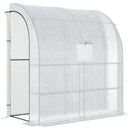 Outsunny Walk-In Lean to Wall Greenhouse w/Window&Door 200Lx 100W x 215Hcm White
