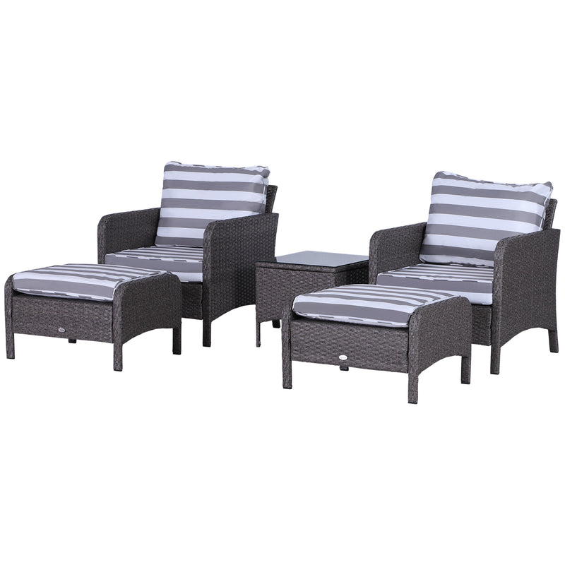 Outsunny Outdoor Rattan 2 Seater with Footstools - Dark Grey