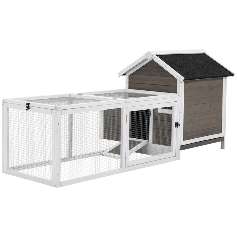 PawHut Wooden Chicken Coop Hen House w/ Removable Tray, Nesting Box, Run, Ramp