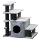 PawHut Dog Steps For Bed 4 Step Pet Stairs Cat House With Detachable Cover