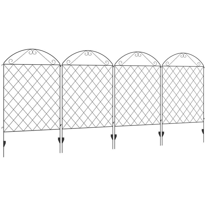 Outsunny 4PCs Decorative Garden Fencing 43in x 11.5ft Metal Border Edging