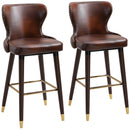 HOMCOM Luxury Bar Stools Set of 2 with Back, PU Leather Upholstery, Brown