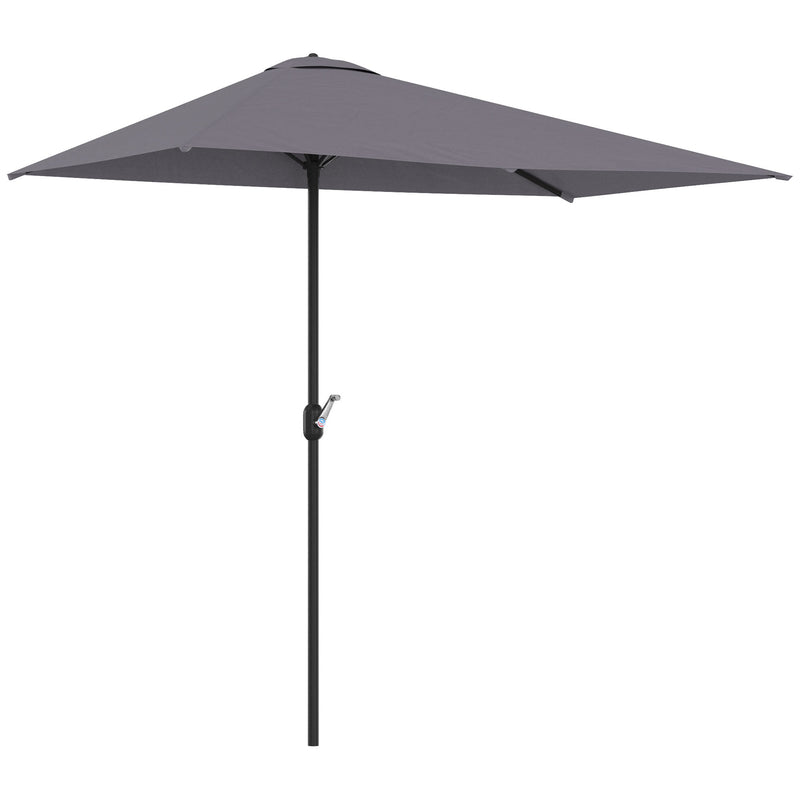Outsunny 2.3m Garden Balcony Half Round Umbrella Metal Parasol Umbrella Grey