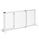 PawHut Wooden Freestanding Pet Gate Adjustable w/ Door Lock Safe Barrier White
