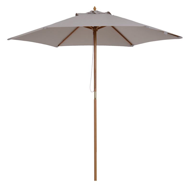 Outsunny 2.5m Wood Garden Parasol Sun Shade Patio Outdoor Wooden Umbrella Canopy