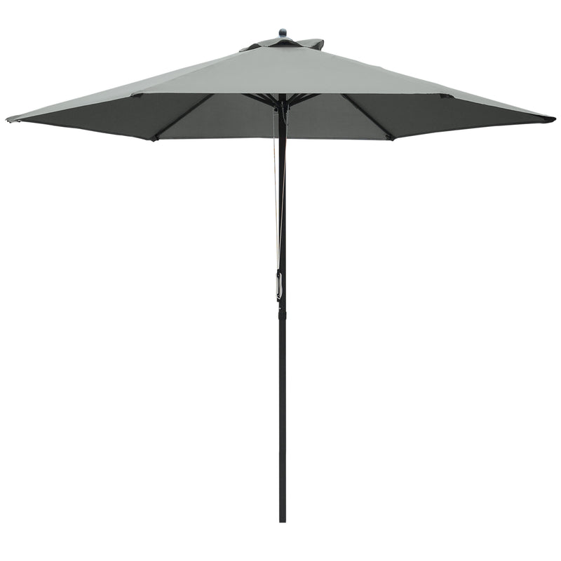 Outsunny 2.8m Patio Umbrella Parasol Outdoor Table Umbrella 6 Ribs Dark Grey