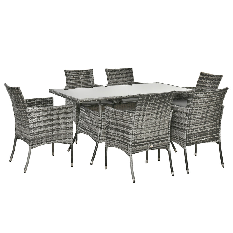 Outsunny 7pc Rattan Garden Furniture Dining Set Wicker Patio Conservatory Seater