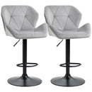 HOMCOM Set Of 2 Luxurious Velvet-Touch Bar Stools Metal Frame Footrest Grey