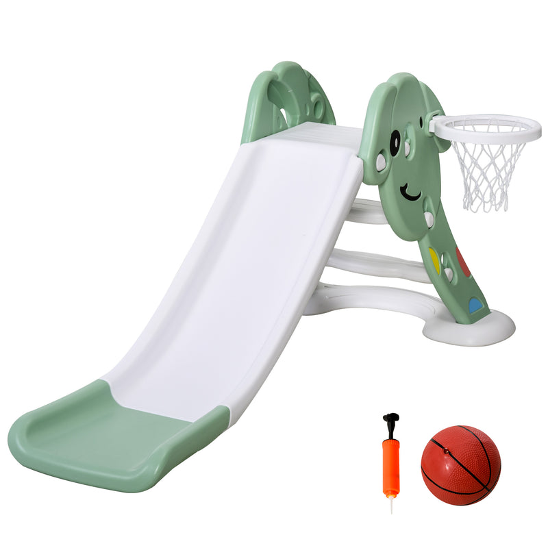 HOMCOM Kids Slide with Basketball Hoop Toddler Climber Freestanding Slider