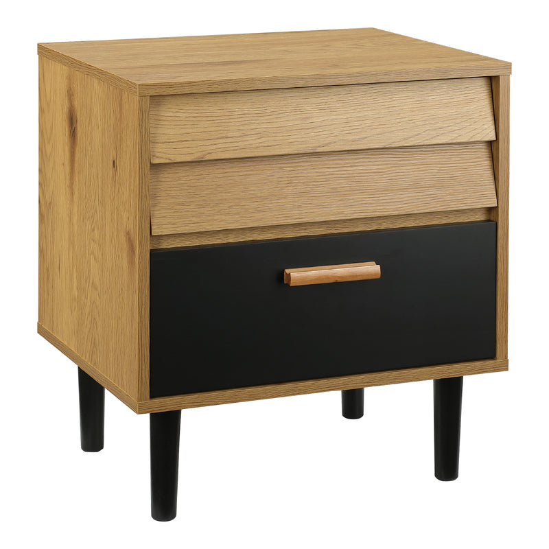 HOMCOM Bedside Table Cabinet Storage Chest w/ 2 Drawers Nordic Style Black