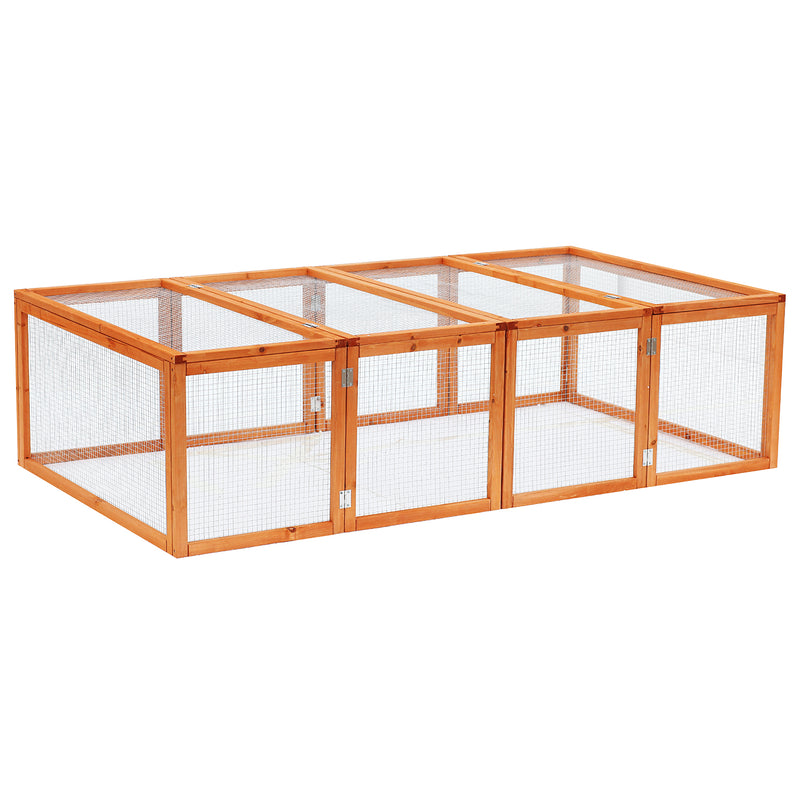 PawHut Wooden Rabbit Hutch Cage House w/ Mesh Wire Safety for Outdoor Garden