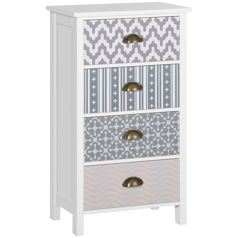 HOMCOM Chest of Drawers, 4 Drawer Unit Storage Chest Bedroom Living Room