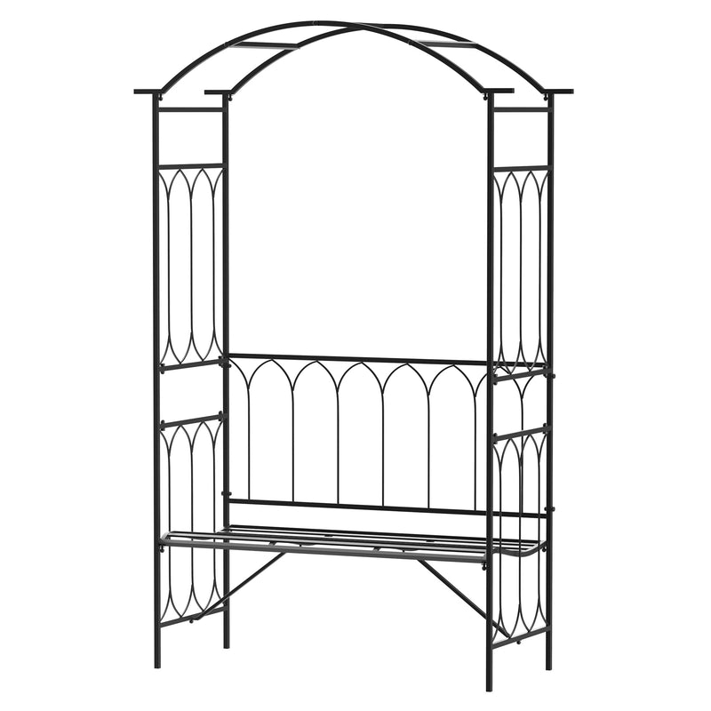 Outsunny Garden Arbour Bench Plant Climbing Support Trellis Rose Vines Black