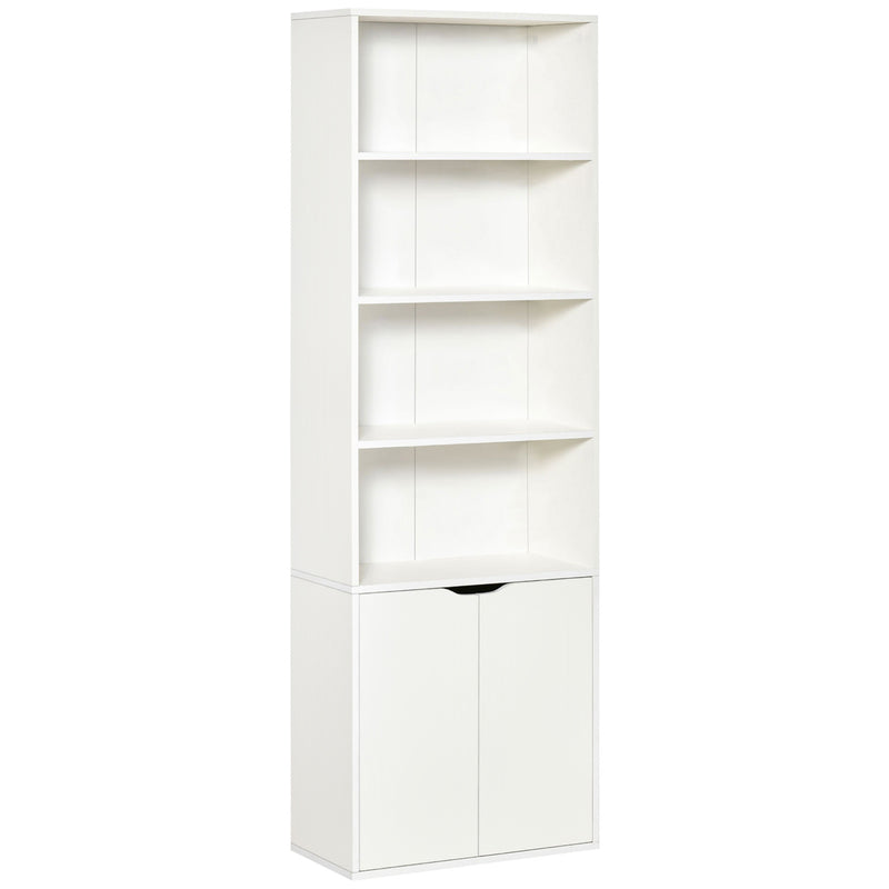 HOMCOM 2 Door 4 Shelves Bookcase Wooden Storage Cabinet Display Unit White