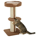 PawHut 2-Tier Cat Kitten Resting Tree w/ Top Basket Cushion Sisal Post Brown