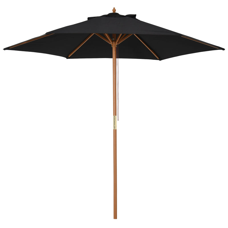 Outsunny 2.5m Wood Garden Parasol Sun Shade Patio Outdoor Wooden Umbrella Canopy