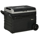 Outsunny 50L Car Refrigerator 12V Portable Freezer w/ Inner LED Light, Wheels