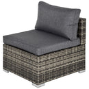 Outsunny Outdoor Garden Furniture Rattan Single Middle Sofa w/ Cushion Dark Grey