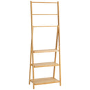 kleankin Foldable Natural Bamboo Towel Rack with 3 Towel Rails and 3 Shelves