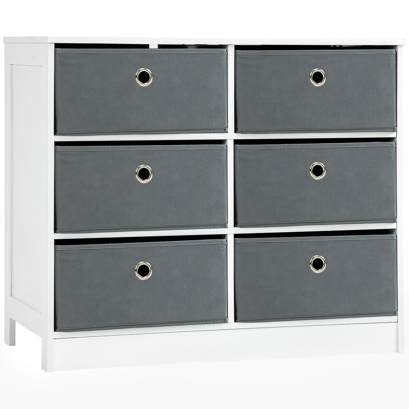 HOMCOM Chests of Drawer Fabric Dresser Storage Cabinet w/ 6 Drawers for Bedroom