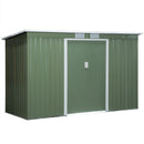 Outsunny 9 x 4FT Outdoor Metal Frame Garden Storage Shed w/ 2 Door, Green