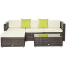 Outsunny Rattan Sofa Set with Chez Lounge and Coffee Table - Brown
