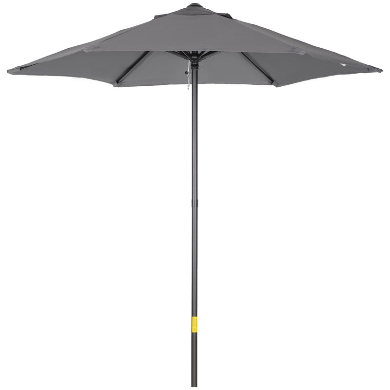 Outsunny 2m Parasol Patio Umbrella, Outdoor Sun Shade with 6 Ribs Dark Grey