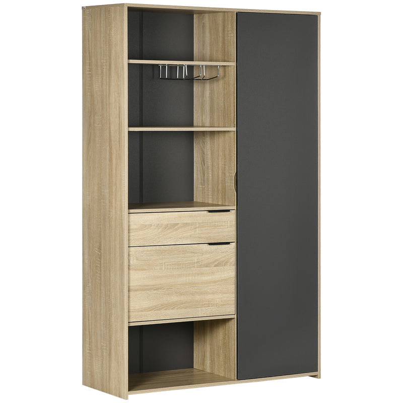 HOMCOM Kitchen Cupboard Storage Cabinet Adjustable Shelves, Wine Glass Rack