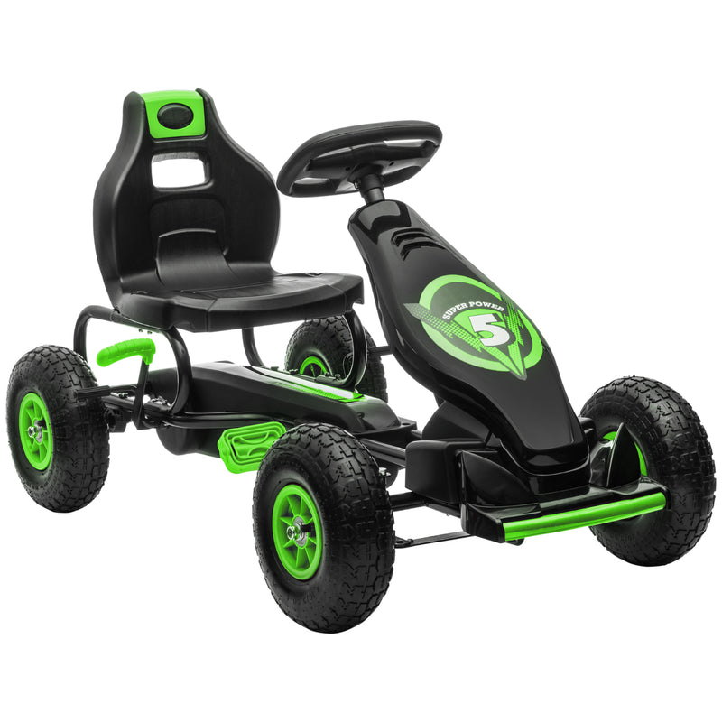 HOMCOM Children Pedal Go Kart w/ Adjustable Seat, Rubber Wheels, Brake - Green