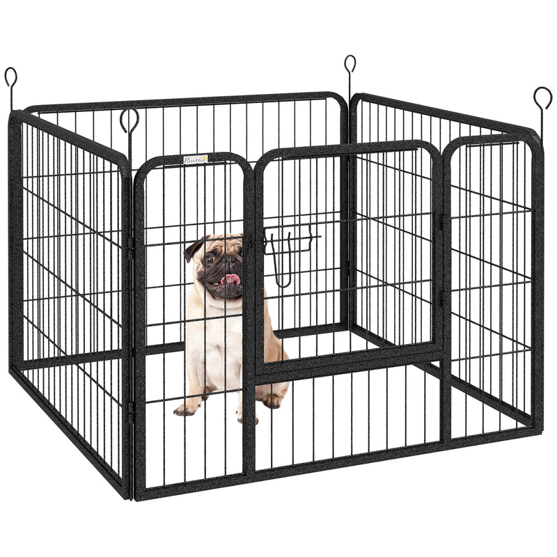 Pawhut Metal Pet Playpen Dog Kennel w/Door Latches In/Outdoor Use 82Lx82Wx60Hcm