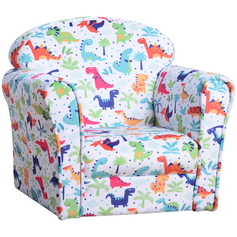 HOMCOM Children's Armchair Kids Sofa Tub Chair Seat Cartoon Flannel Wooden