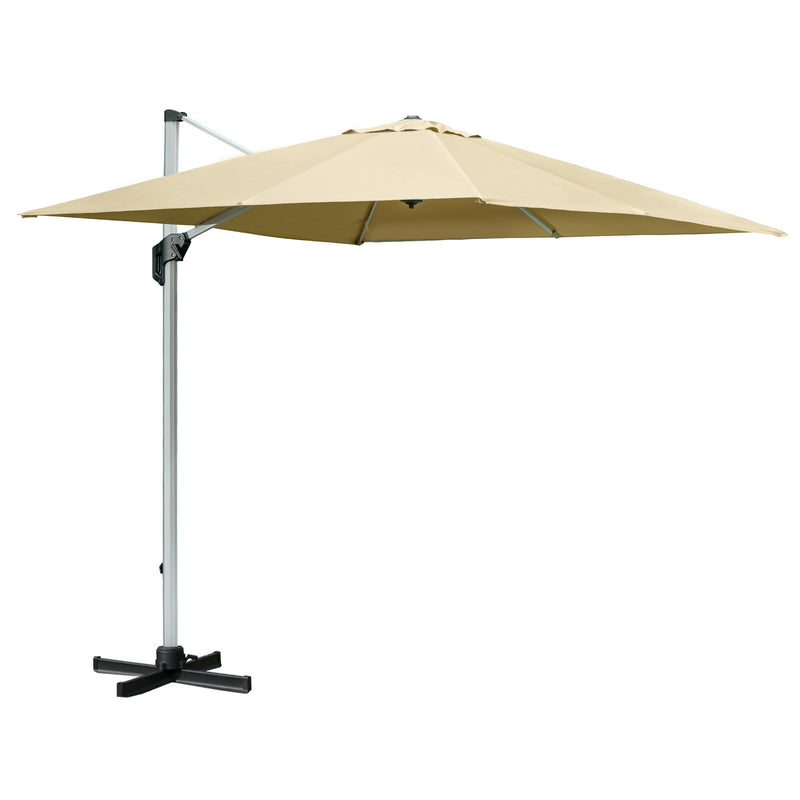 Outsunny 3(m) Cantilever Roma Parasol w/ Crank & Tilt, 360°Rotating, Beige