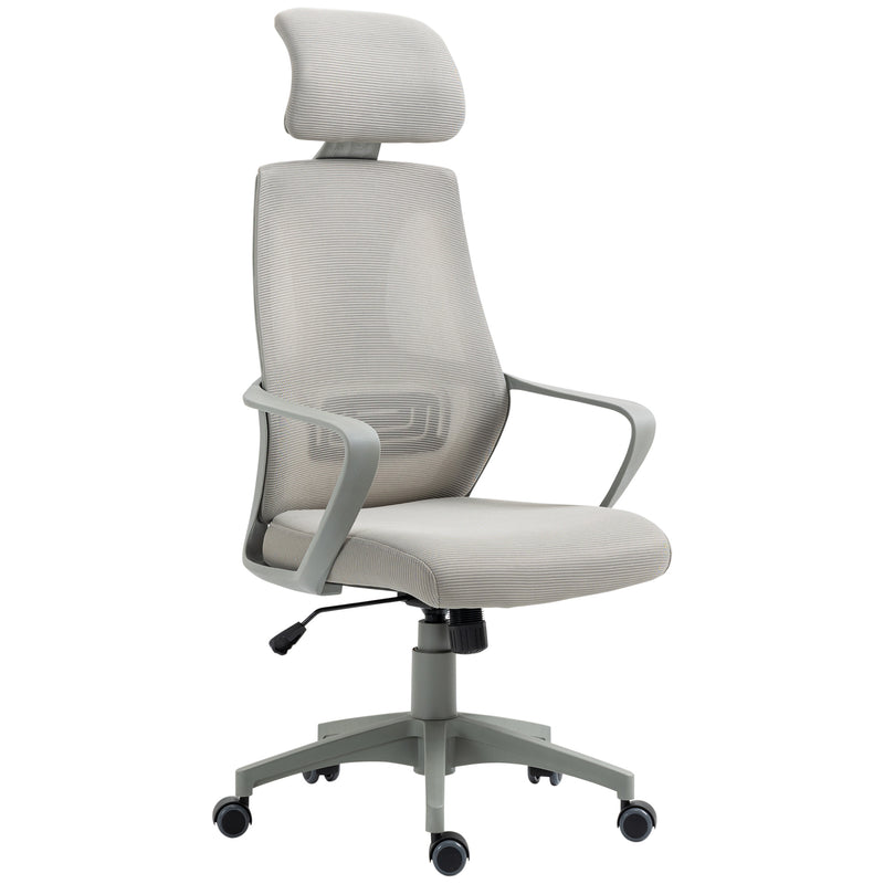Vinsetto Mesh Back Office Chair w/ Adjustable Height Padded Headrest Grey