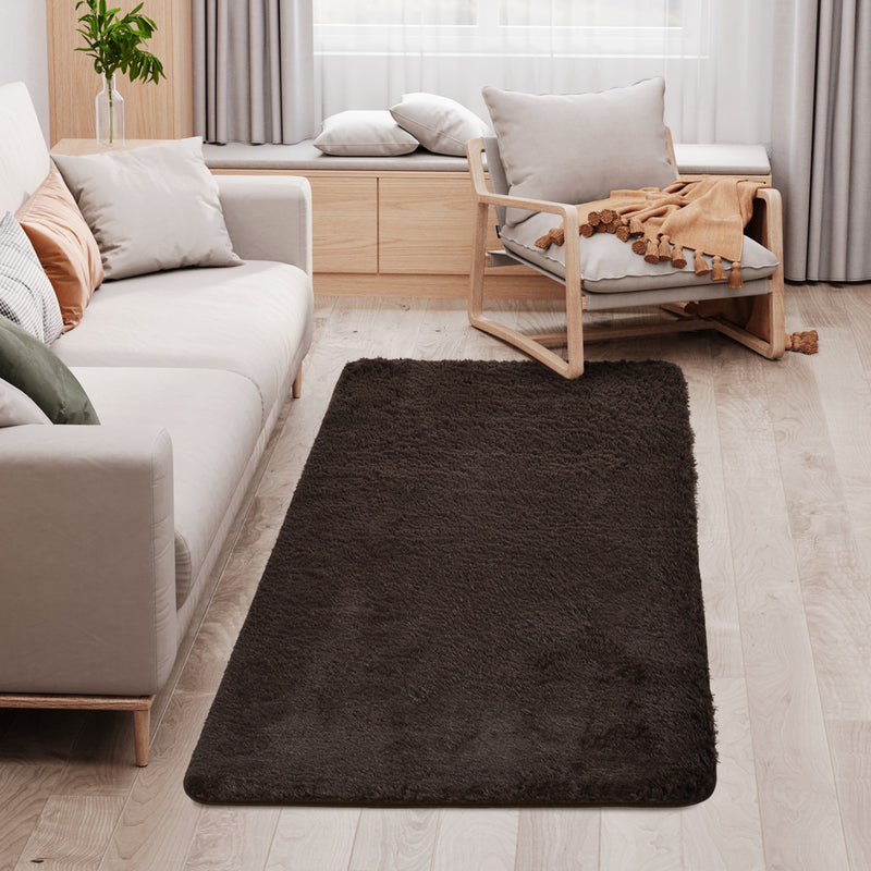 HOMCOM Brown Fluffy Area Rug Shaggy Carpet for Living Room, Bedroom, 120x200cm