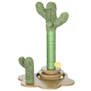 PawHut 60cm Chenille Cat Activity Centre w/ Interactive Toy Balls - Green