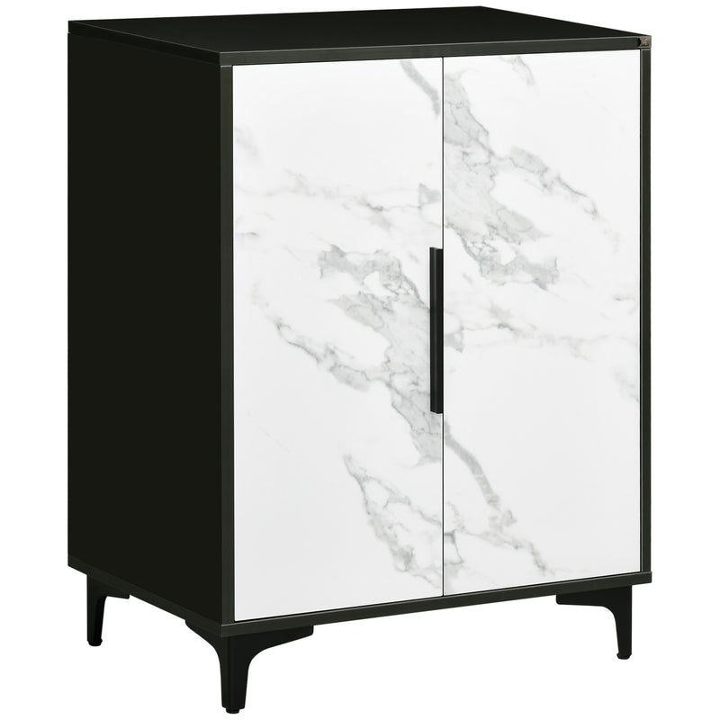 HOMCOM Storage Cabinet with Marble Effect Doors and Adjustable Shelf, Black