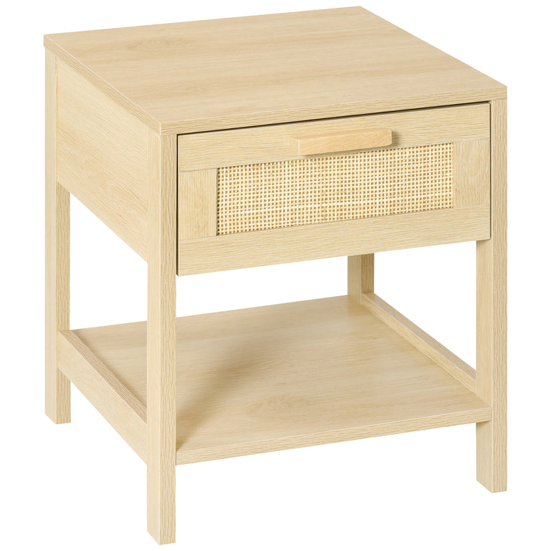 HOMCOM Nightstand Bedside Table End Table Storage Organizer W/ Drawer Shelf