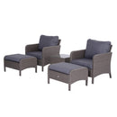 Outsunny Rattan 2 Seater Set with Footstools and Side Table - Dark Grey