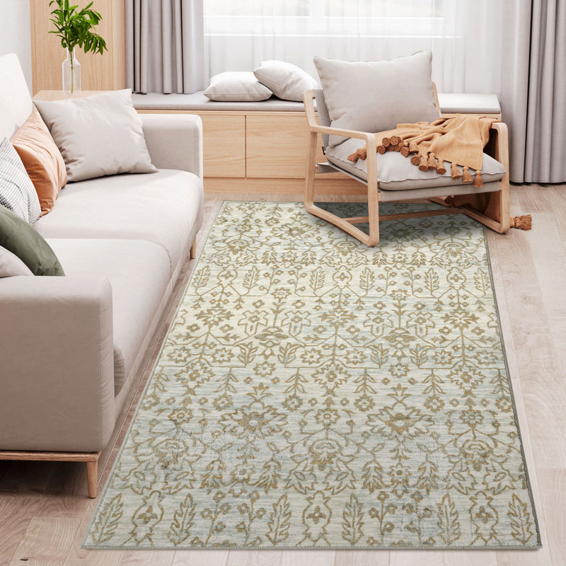 HOMCOM Green Rug Floral Pattern Carpet for Living Room, Bedroom, 150 x 80cm