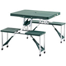 Outsunny Picnic Table Chair Set 4 Seat Aluminium PP W/ 2.7cm Umbrella Hole