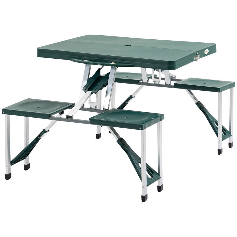 Outsunny Picnic Table Chair Set 4 Seat Aluminium PP W/ 2.7cm Umbrella Hole