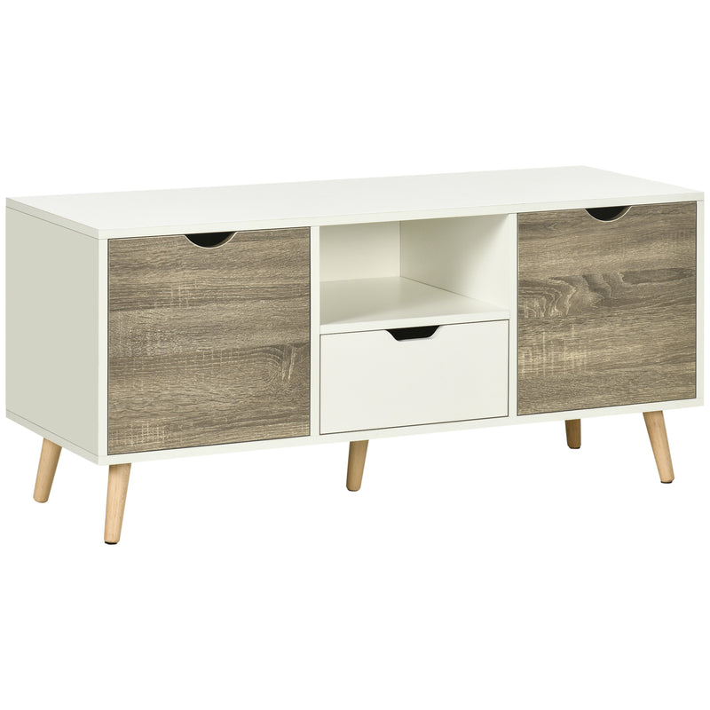 HOMCOM TV Cabinet Entertainment Centre w/ Storage Cabinet and Drawer, Grey